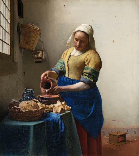 La lechera de Vermeer con iluminación para cuadros LED